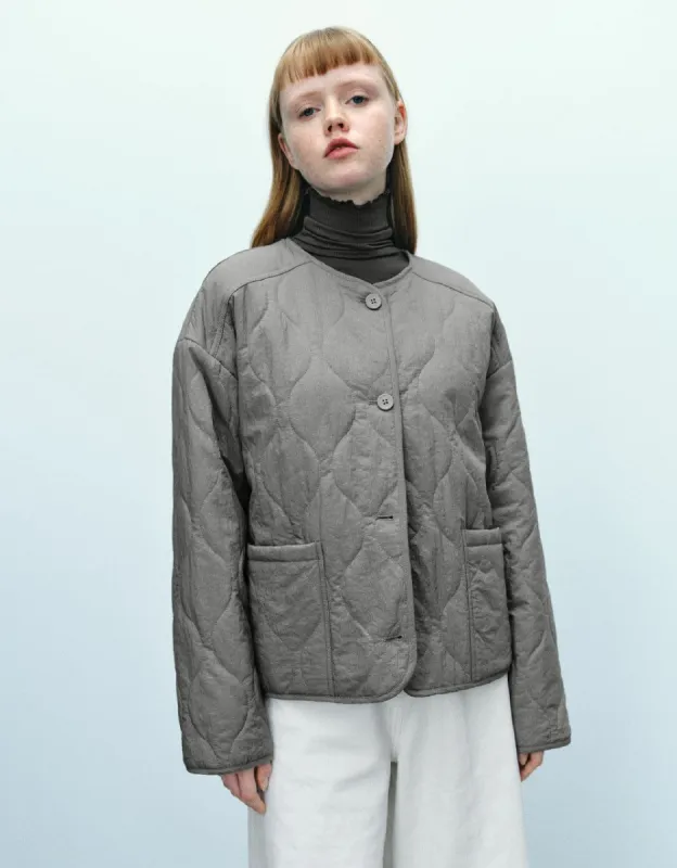 Embossed Straight Padded Coat sold by Urban Revivo