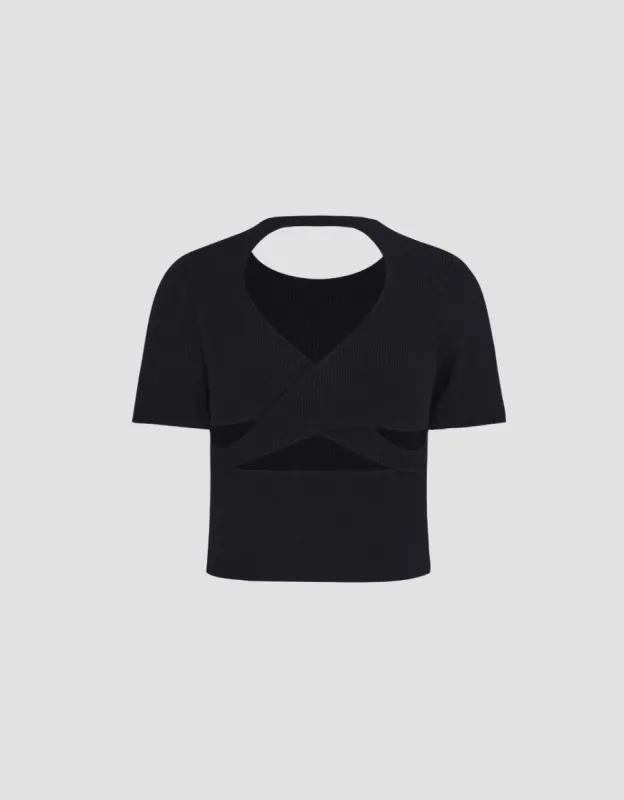 Crew Neck Knitted T-Shirt sold by Urban Revivo