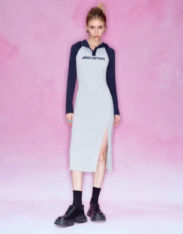 Split Hem Hooded Straight Dress sold by Urban Revivo