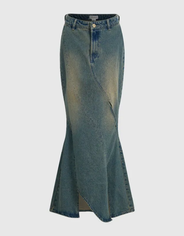 Maxi Fishtail Denim Skirt sold by Urban Revivo
