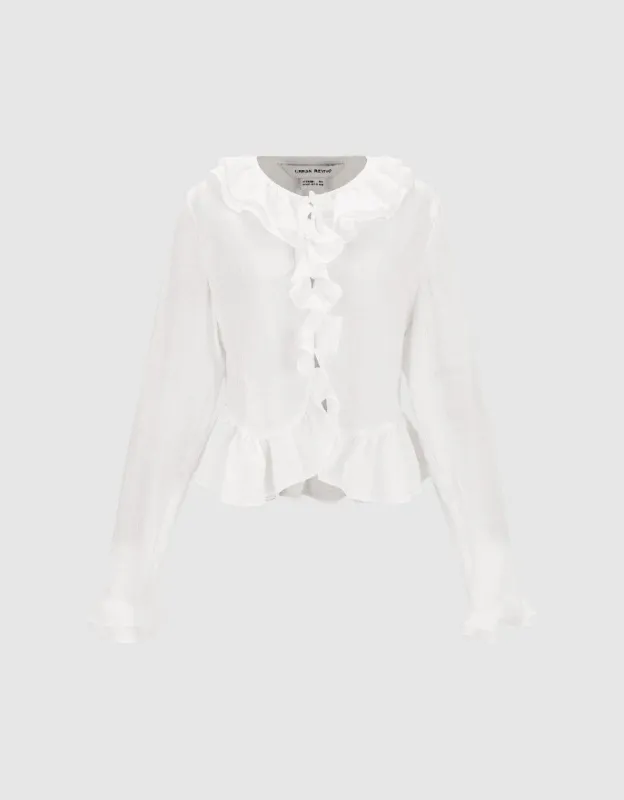 Ruffle Lapel Shirt sold by Urban Revivo