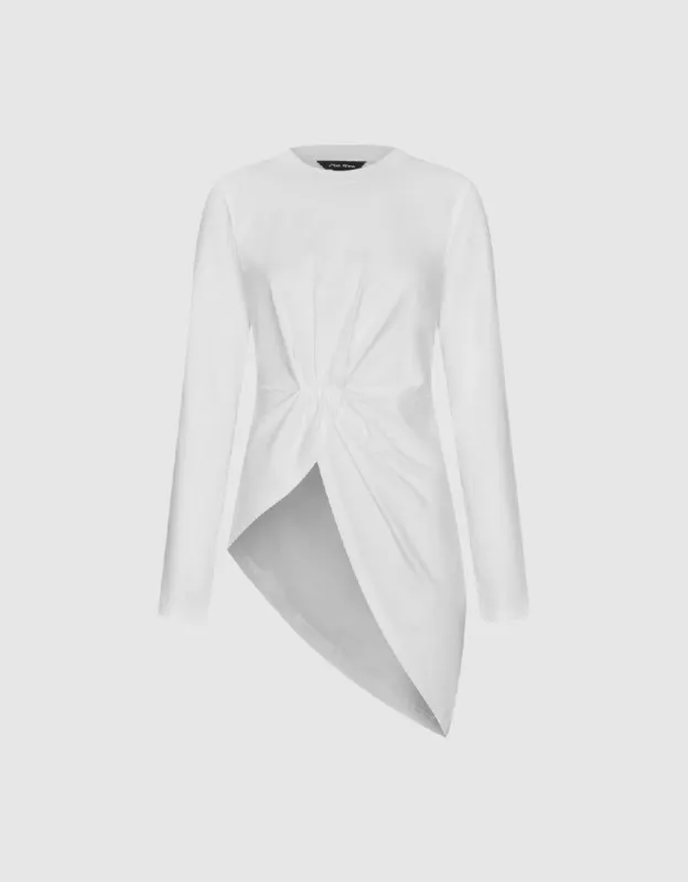 Asymmetric Crew Neck Skinny T-Shirt sold by Urban Revivo