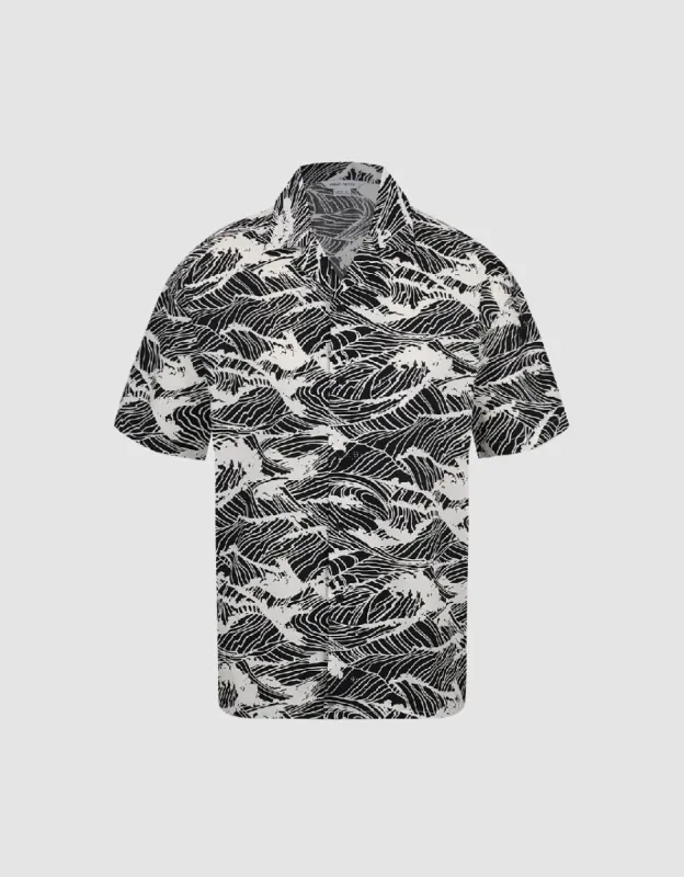 Waves Pattern Loose Shirt made by Urban Revivo
