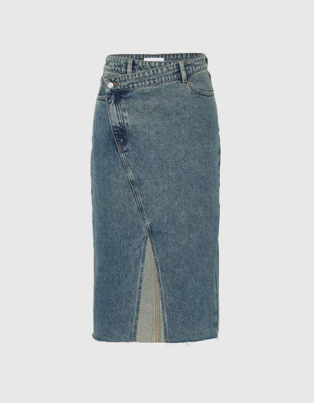 Midi Balloon Denim Skirt sold by Urban Revivo