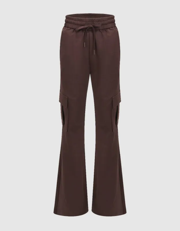Drawstring Waist Knitted Flare Pants sold by Urban Revivo