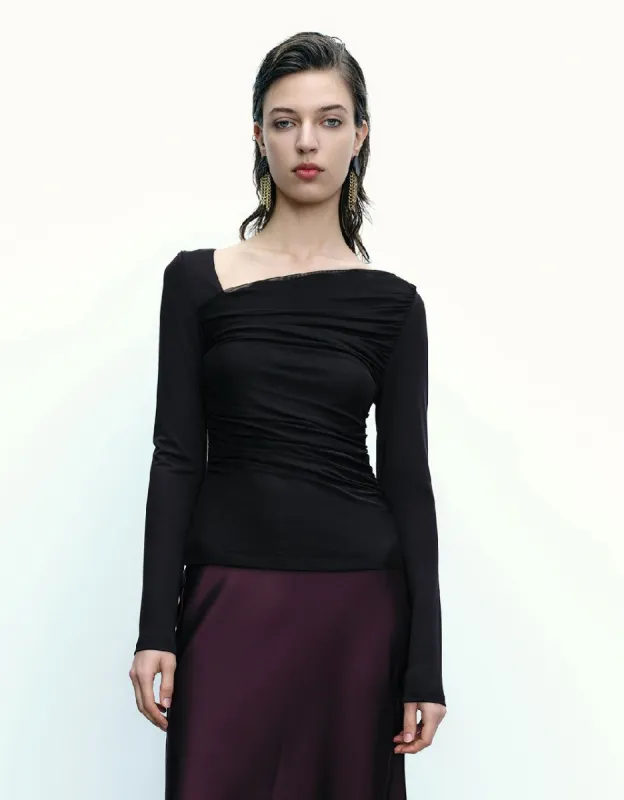 Ruched One Shoulder Skinny T-Shirt sold by Urban Revivo