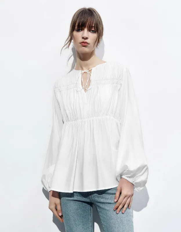 Tie Front Straight Overhead Shirt sold by Urban Revivo