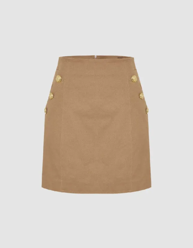 Buttons Décor Mini Straight Skirt sold by Urban Revivo