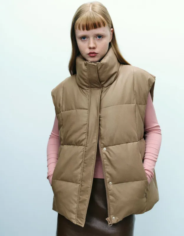 Stand Collar Puffer Waistcoat sold by Urban Revivo