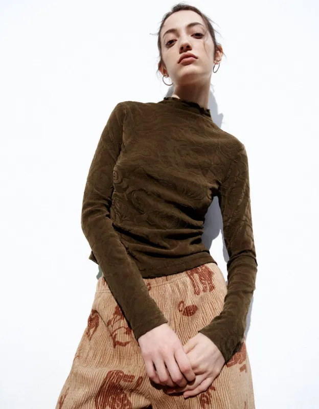 Flower Embossed Knitted Skinny T-Shirt sold by Urban Revivo