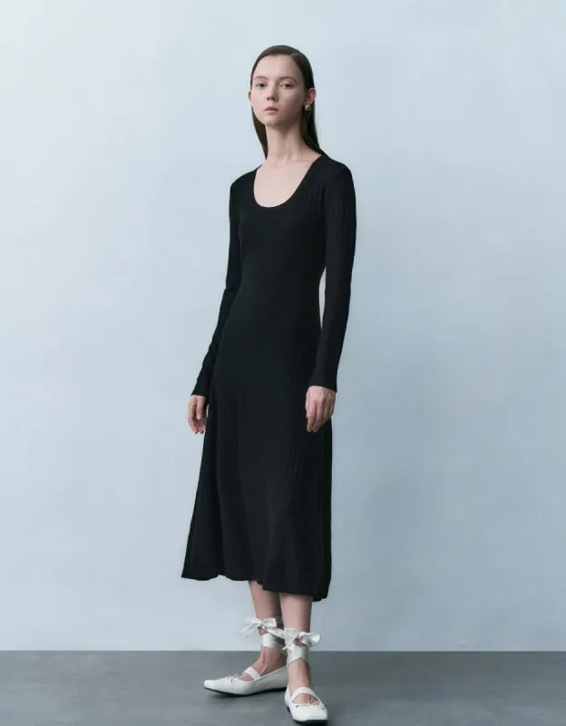 Drop Shoulder Sleeve U Neck Skater Dress made by Urban Revivo