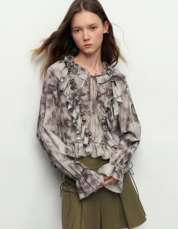 Ruffle V-Neck Overhead Shirt sold by Urban Revivo