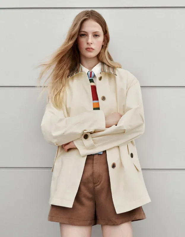 Drop Shoulder Sleeve Trench Coat sold by Urban Revivo