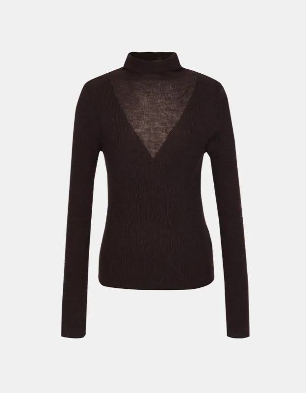 Turtle Neck Rib Knit Fitted Top sold by Urban Revivo
