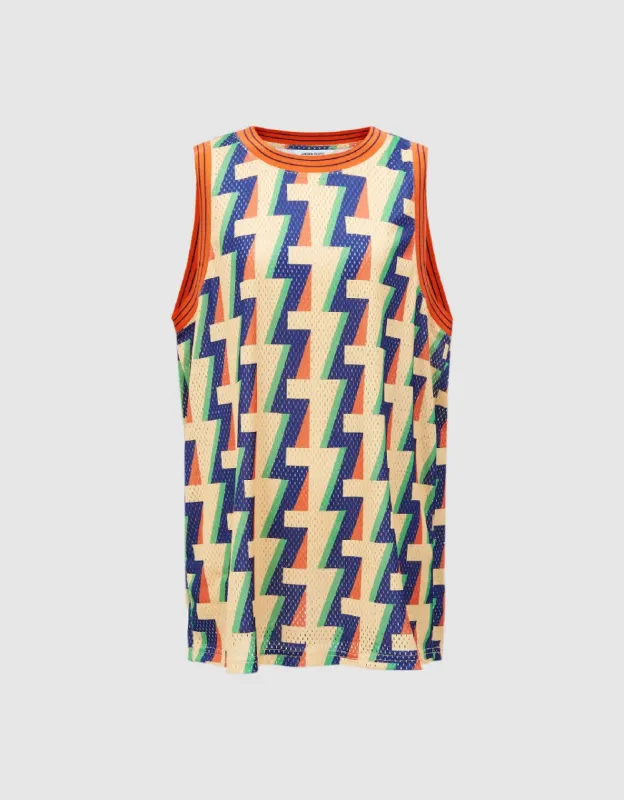 Geometric Printed Sleeveless T-Shirt sold by Urban Revivo