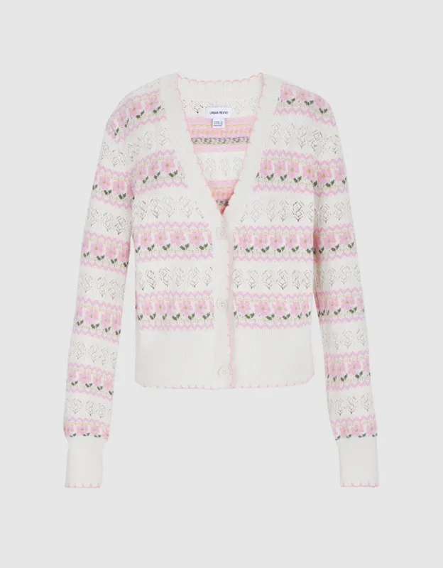 Floral Pattern Button Up Cardigan sold by Urban Revivo