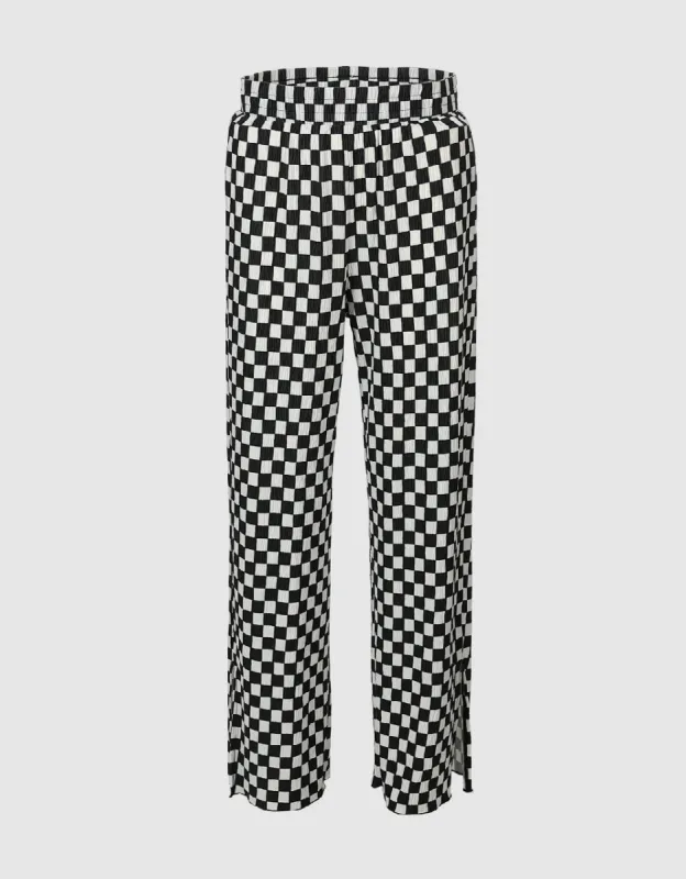 Checkered Wide Leg Pants sold by Urban Revivo