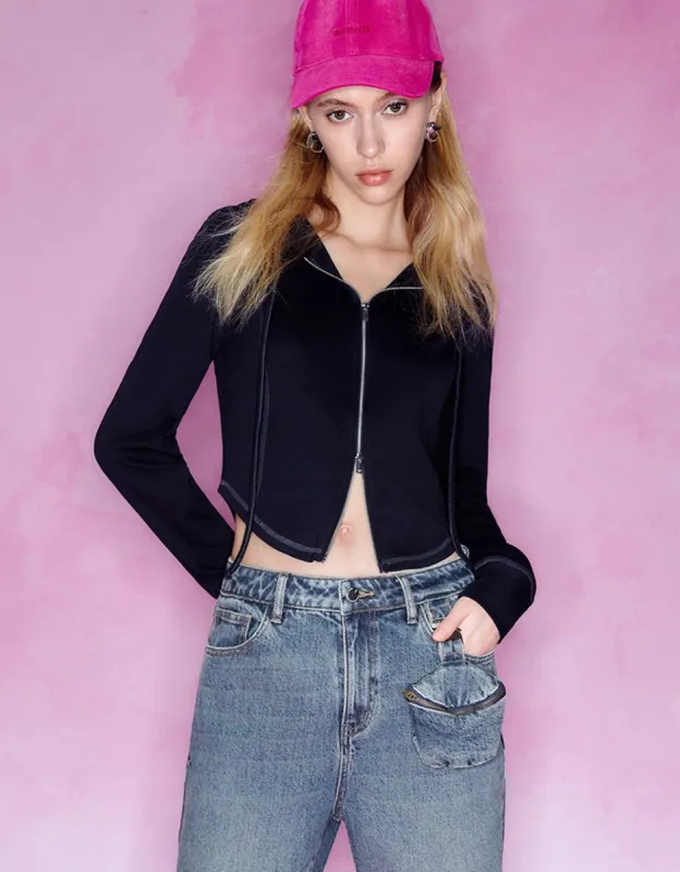 Zipper Front Knitted Jacket sold by Urban Revivo