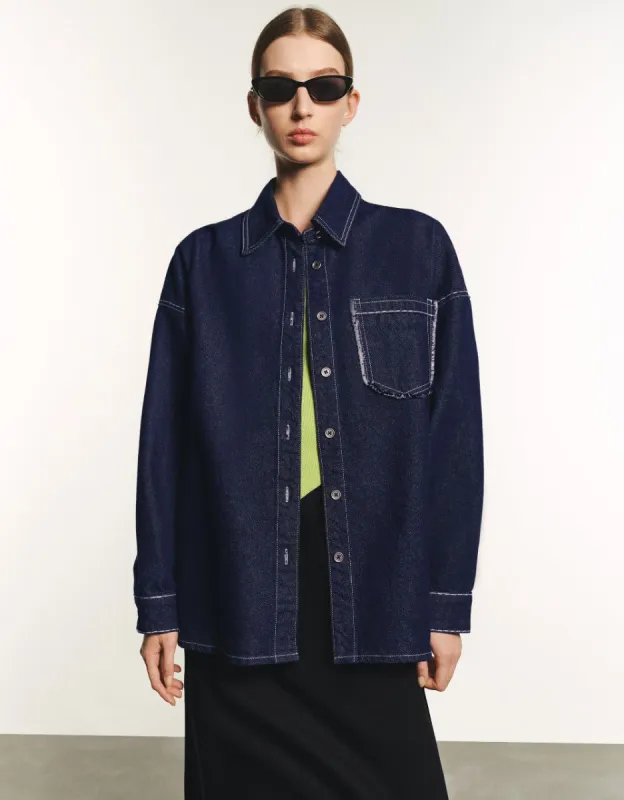 Drop Shoulder Sleeve Denim Shirt sold by Urban Revivo