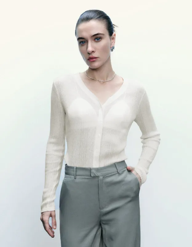 Standard Sleeve V-Neck Knitted Cardigan sold by Urban Revivo