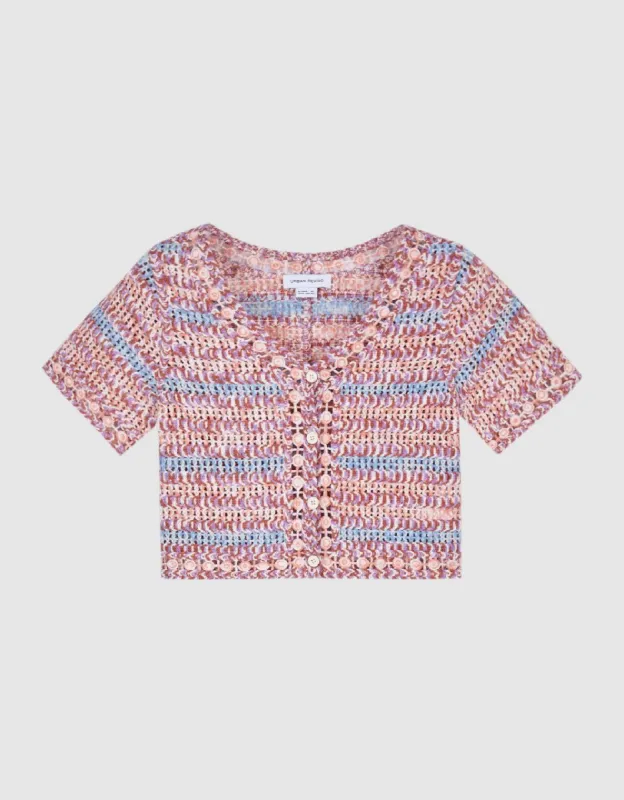 Short Sleeve Tweed Knitted Cardigan sold by Urban Revivo