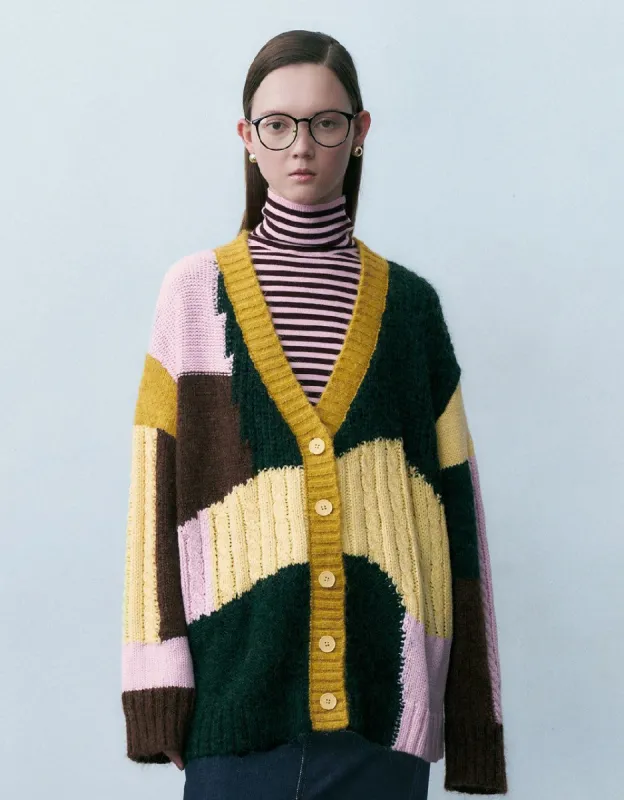 Drop Shoulder Sleeve V-Neck Knitted Cardigan sold by Urban Revivo