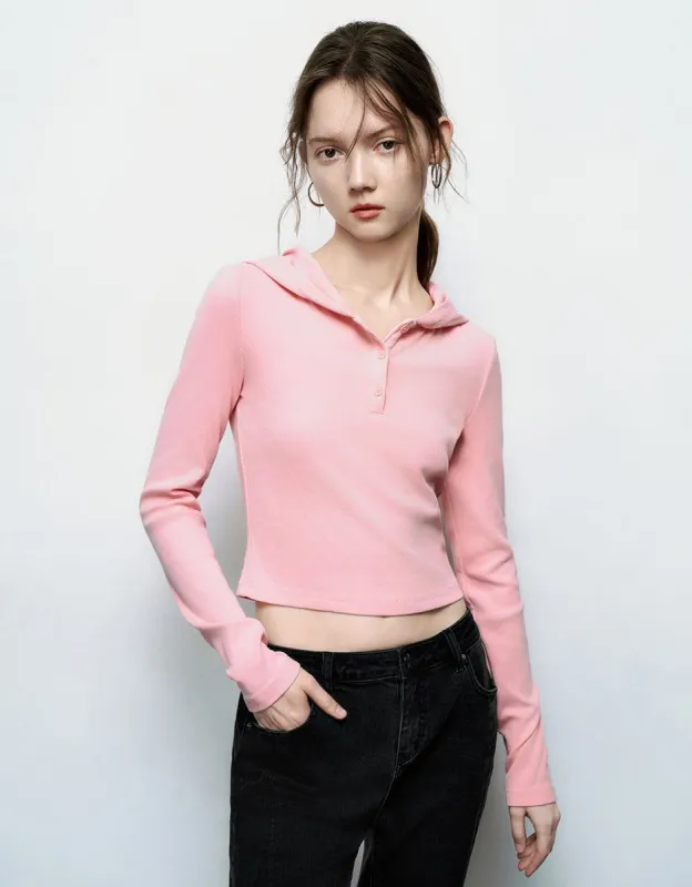 Hooded Skinny Knitted T-Shirt sold by Urban Revivo