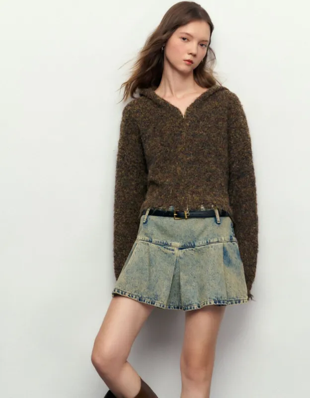 Raw Hem Hooded Knitted Cardigan sold by Urban Revivo