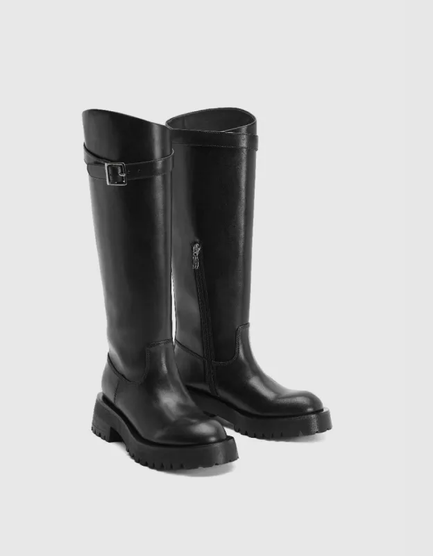 Vegan Leather Round Toe Knee Boots sold by Urban Revivo