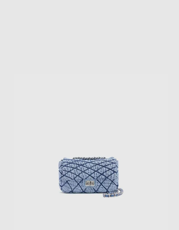 Turn-Lock Denim Shoulder Bag sold by Urban Revivo