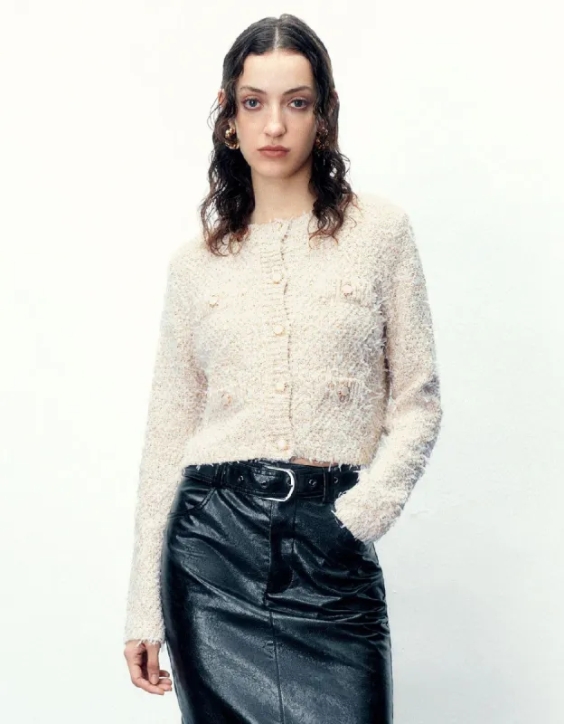 Button Up Tweed Knitted Cardigan sold by Urban Revivo