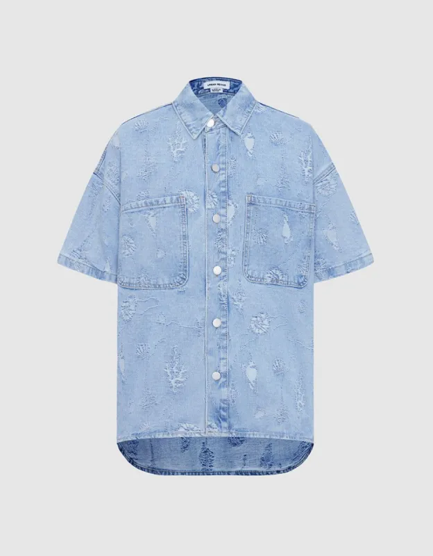 Seashell Patched Pocket Denim Shirt sold by Urban Revivo
