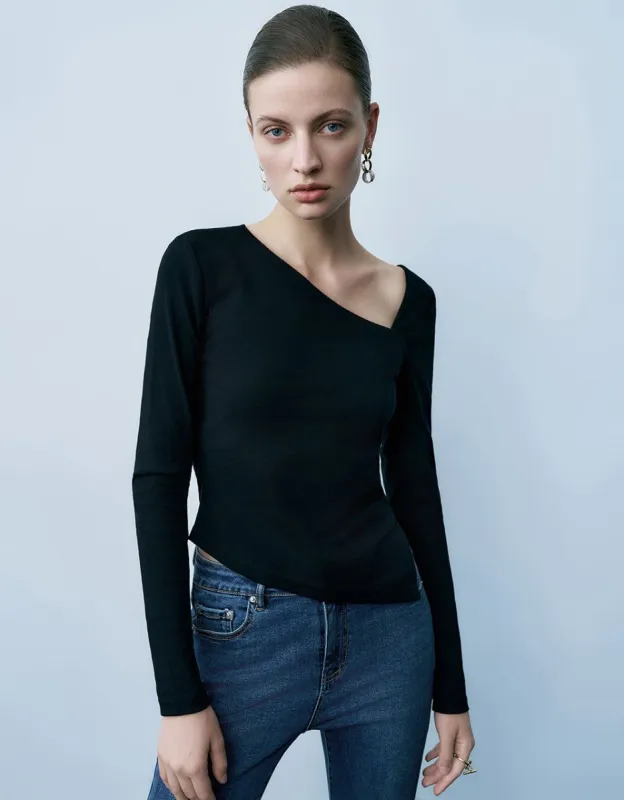One Shoulder Skinny Knitted T-Shirt sold by Urban Revivo