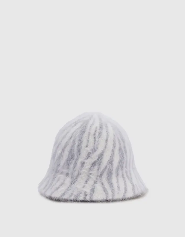 Zebra Pattern Furry Bucket Hat made by Urban Revivo