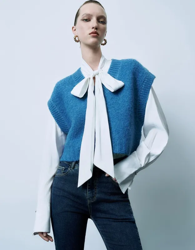 Cropped V-Neck Knitted Vest sold by Urban Revivo