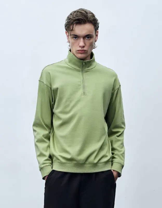 Standard Collar Half Zip Sweatshirt sold by Urban Revivo