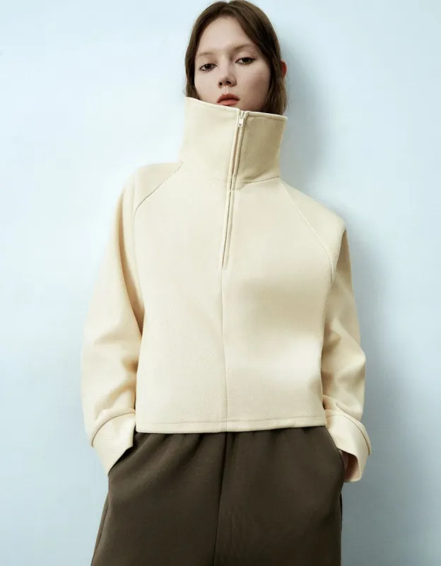 Zip Half Placket Lapel Sweatshirt made by Urban Revivo