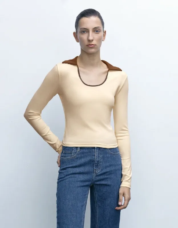 Lapel Straight T-Shirt sold by Urban Revivo