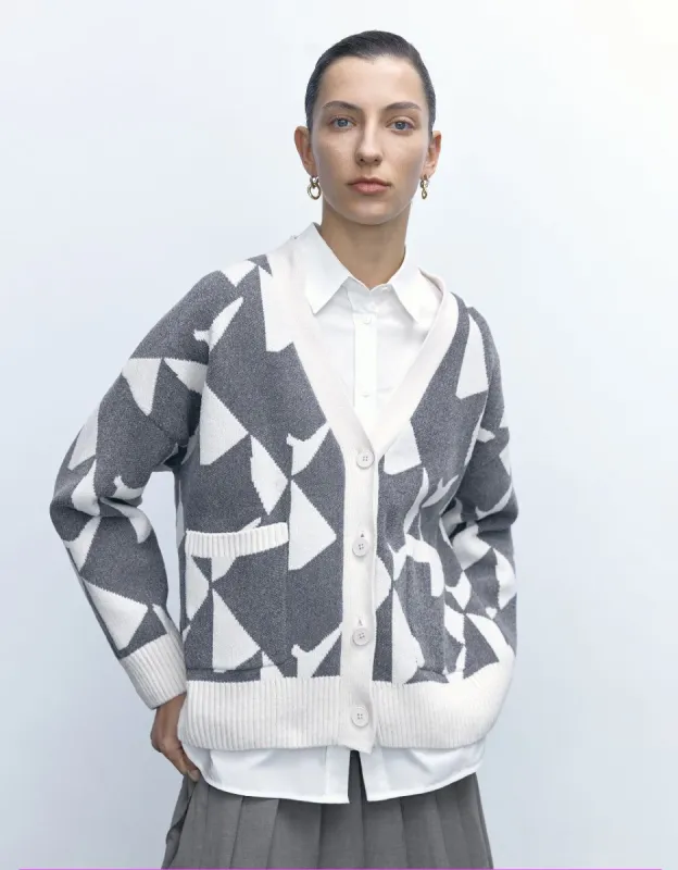Drop Shoulder Sleeve V-Neck Knitted Cardigan sold by Urban Revivo