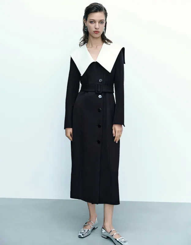 Lapel Skater Dress With Belt sold by Urban Revivo