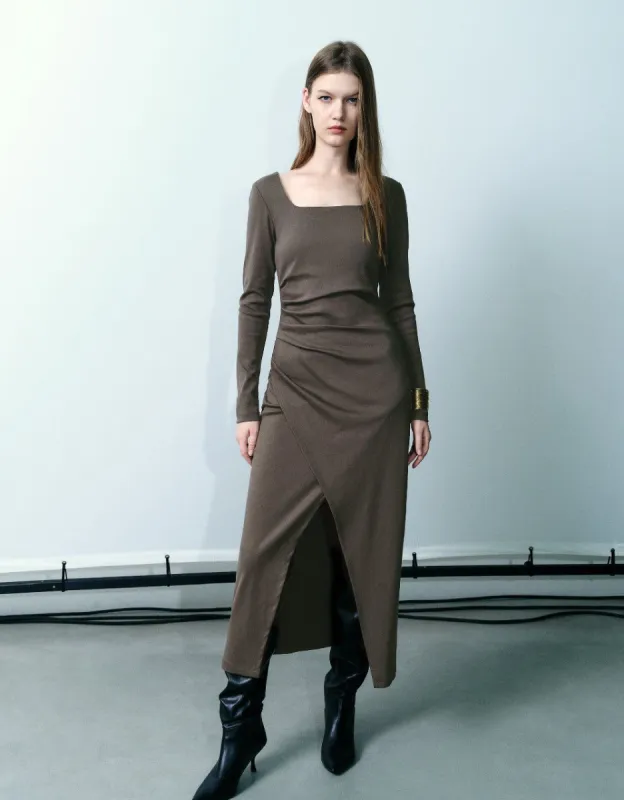 Asymmetric Square-Cut Collar Skater Dress sold by Urban Revivo