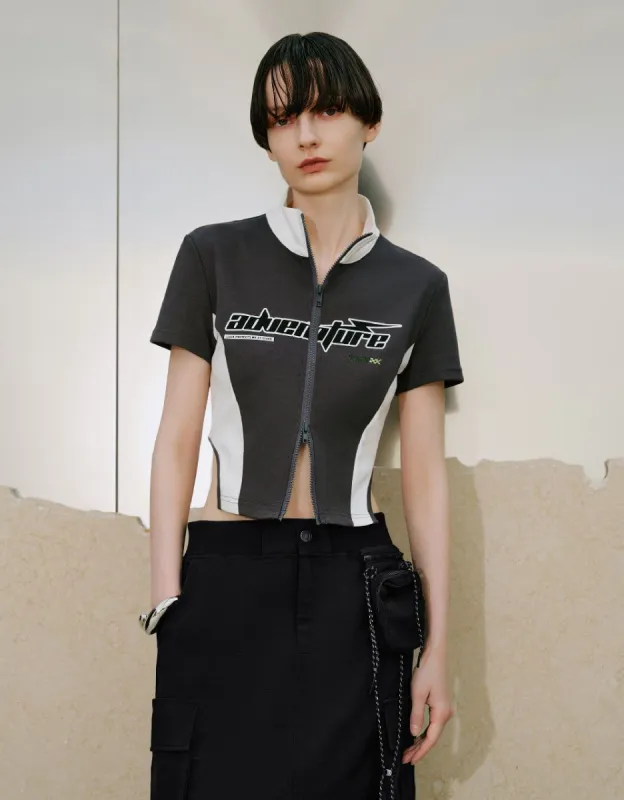 Zipper Front Skinny Shirt sold by Urban Revivo