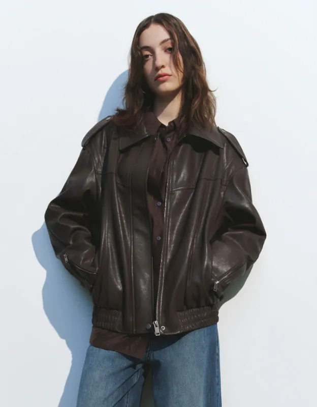 Vegan Leather Straight Jacket sold by Urban Revivo