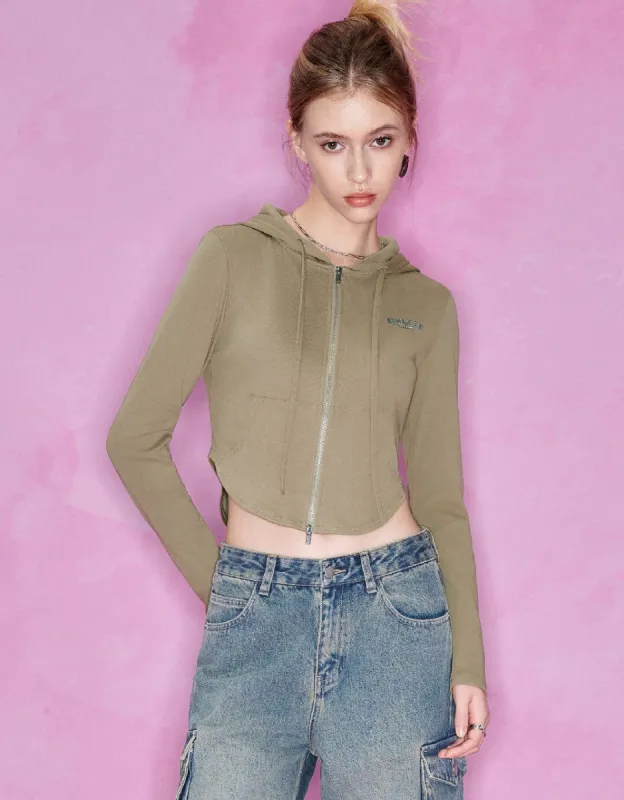 Zipper Front Hooded Knitted Jacket sold by Urban Revivo
