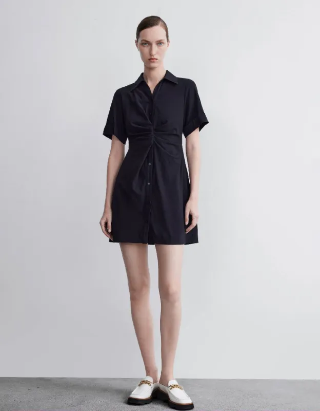 Button Up Lapel Skater Dress sold by Urban Revivo