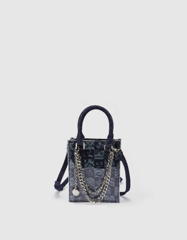 Cartoon Printed Denim Shoulder Bag sold by Urban Revivo