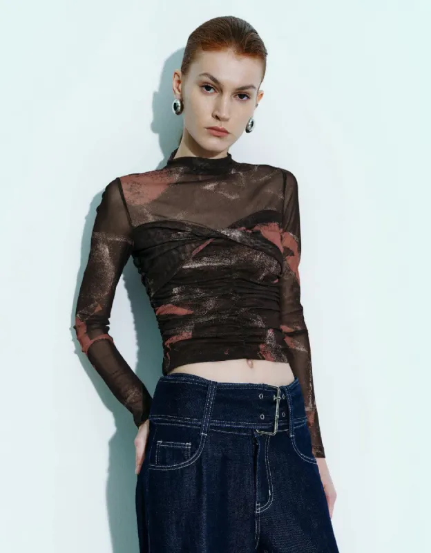 Printed Twist Front Skinny T-Shirt sold by Urban Revivo