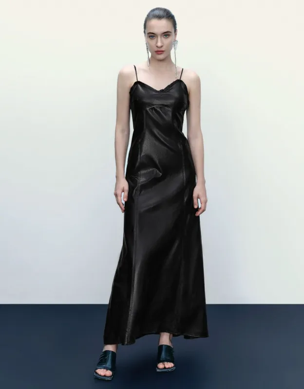 Sleeveless Vegan Leather A-Line Dress sold by Urban Revivo