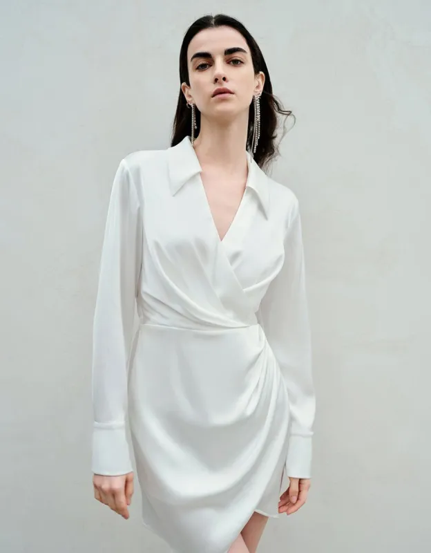 Surplice Front V-Neck Lapel Skater Dress sold by Urban Revivo