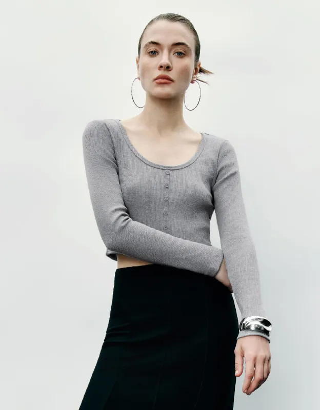 Basic Skinny Knitted T-Shirt sold by Urban Revivo